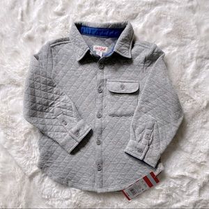 NWT Cat & Jack Quilted Button Up Shirt, 2T, grey